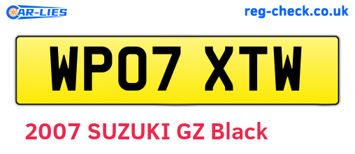 WP07XTW are the vehicle registration plates.