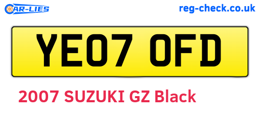 YE07OFD are the vehicle registration plates.