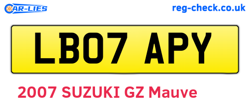 LB07APY are the vehicle registration plates.