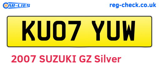 KU07YUW are the vehicle registration plates.