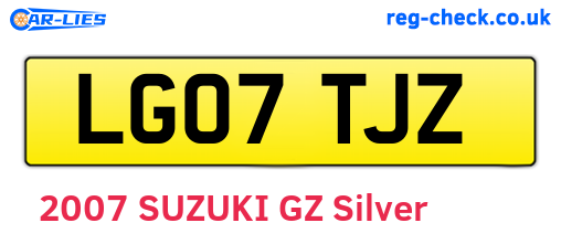 LG07TJZ are the vehicle registration plates.