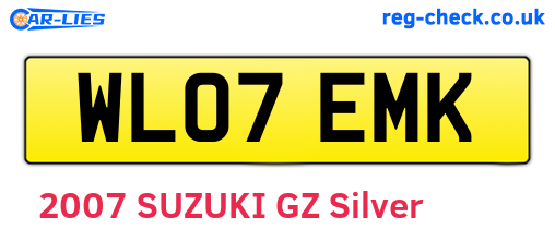 WL07EMK are the vehicle registration plates.