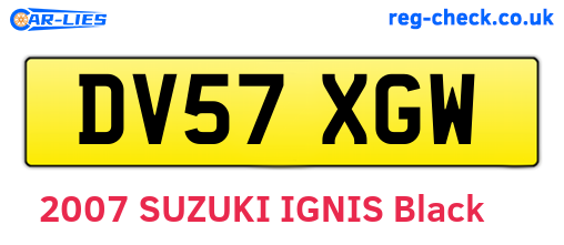 DV57XGW are the vehicle registration plates.