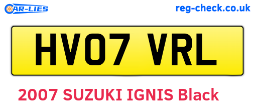 HV07VRL are the vehicle registration plates.