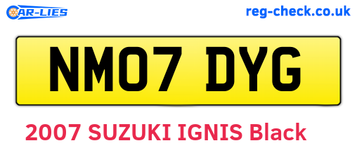 NM07DYG are the vehicle registration plates.