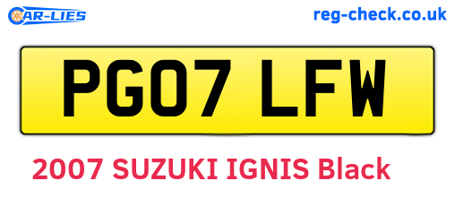 PG07LFW are the vehicle registration plates.