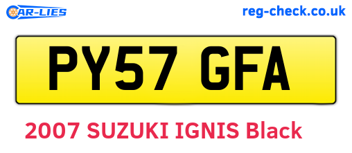PY57GFA are the vehicle registration plates.