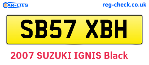 SB57XBH are the vehicle registration plates.