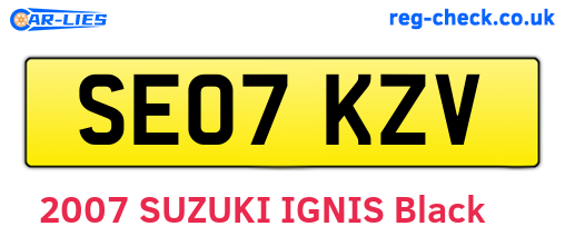 SE07KZV are the vehicle registration plates.