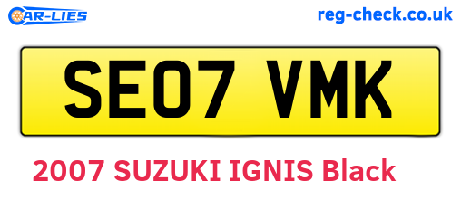 SE07VMK are the vehicle registration plates.