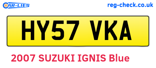HY57VKA are the vehicle registration plates.