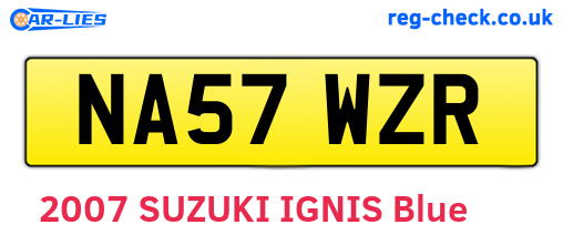 NA57WZR are the vehicle registration plates.