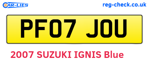 PF07JOU are the vehicle registration plates.