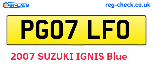 PG07LFO are the vehicle registration plates.