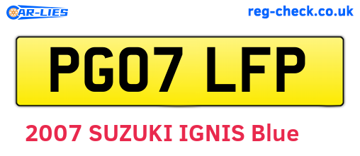 PG07LFP are the vehicle registration plates.