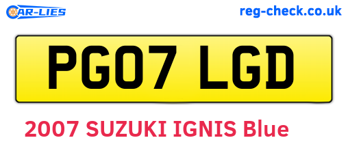 PG07LGD are the vehicle registration plates.