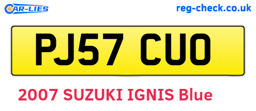 PJ57CUO are the vehicle registration plates.