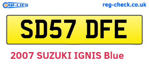 SD57DFE are the vehicle registration plates.