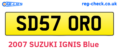 SD57ORO are the vehicle registration plates.