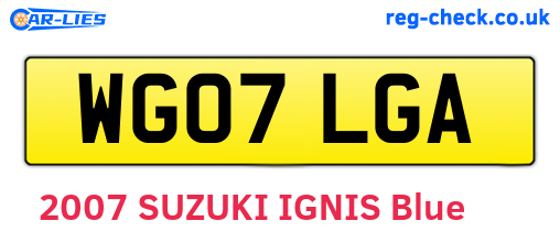 WG07LGA are the vehicle registration plates.