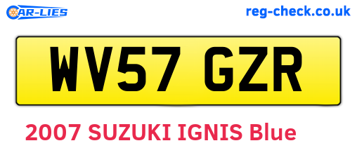 WV57GZR are the vehicle registration plates.