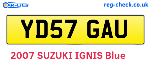 YD57GAU are the vehicle registration plates.