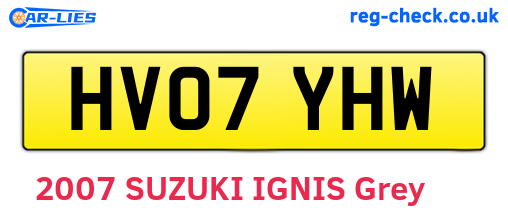 HV07YHW are the vehicle registration plates.