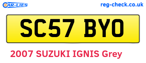 SC57BYO are the vehicle registration plates.