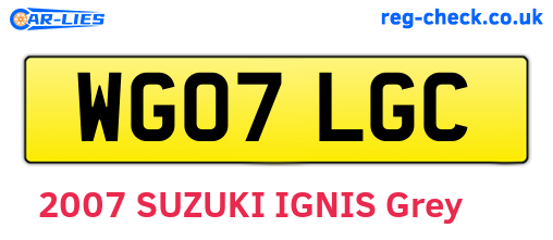 WG07LGC are the vehicle registration plates.