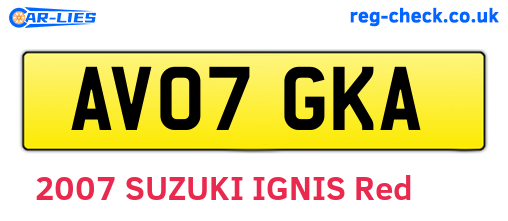 AV07GKA are the vehicle registration plates.