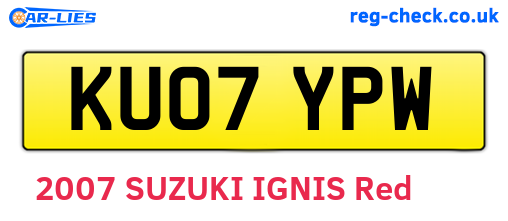 KU07YPW are the vehicle registration plates.