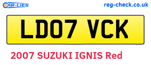 LD07VCK are the vehicle registration plates.