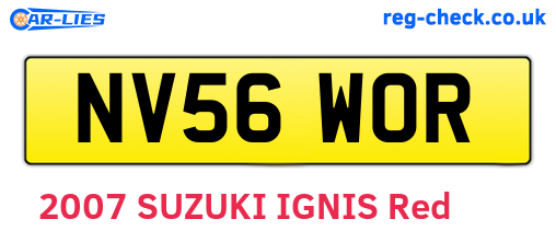 NV56WOR are the vehicle registration plates.