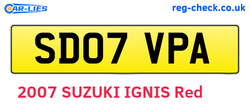 SD07VPA are the vehicle registration plates.