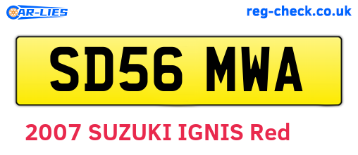 SD56MWA are the vehicle registration plates.