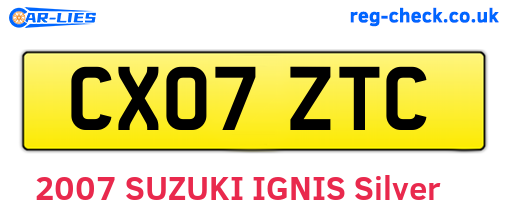 CX07ZTC are the vehicle registration plates.