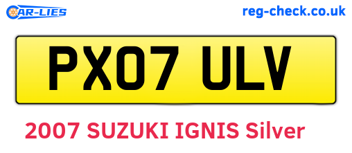 PX07ULV are the vehicle registration plates.