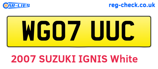 WG07UUC are the vehicle registration plates.