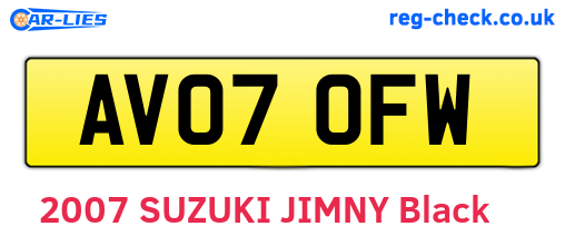 AV07OFW are the vehicle registration plates.