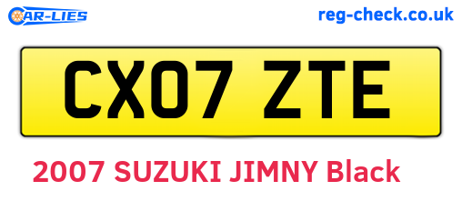 CX07ZTE are the vehicle registration plates.