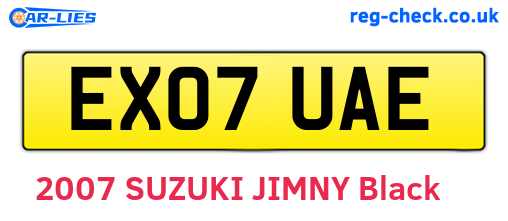 EX07UAE are the vehicle registration plates.