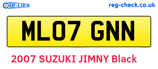 ML07GNN are the vehicle registration plates.