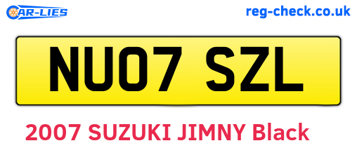 NU07SZL are the vehicle registration plates.