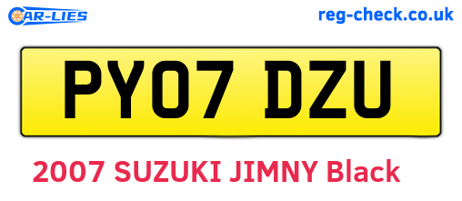 PY07DZU are the vehicle registration plates.