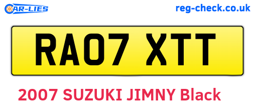 RA07XTT are the vehicle registration plates.