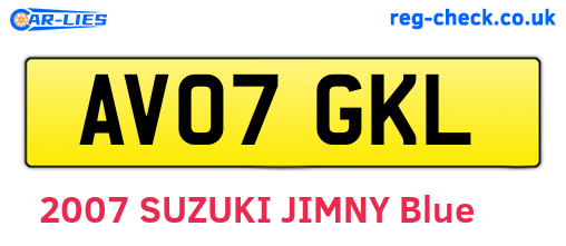 AV07GKL are the vehicle registration plates.