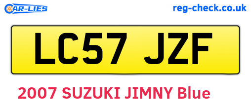 LC57JZF are the vehicle registration plates.