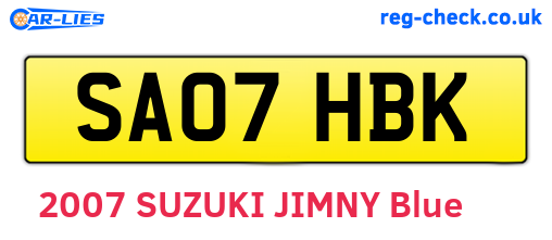 SA07HBK are the vehicle registration plates.