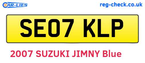 SE07KLP are the vehicle registration plates.