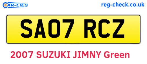 SA07RCZ are the vehicle registration plates.